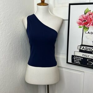 Mister Zimi Navy One Shoulder Tank Size S